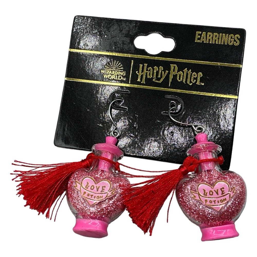 Harry Potter Amortentia Love Potion Tassel Dangle Earrings Pink Glitter NWT